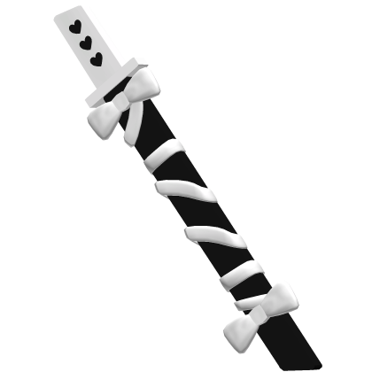 🤍 kawaii katana on back w/ ribbons black & white