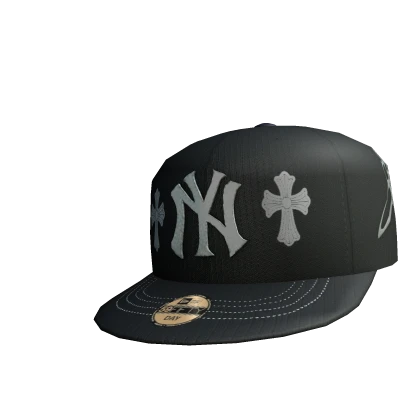Black NY Chrome Hearts Fitted Cap | Roblox Item - Rolimon's