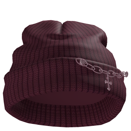 Worn Black Side Chain Beanie 