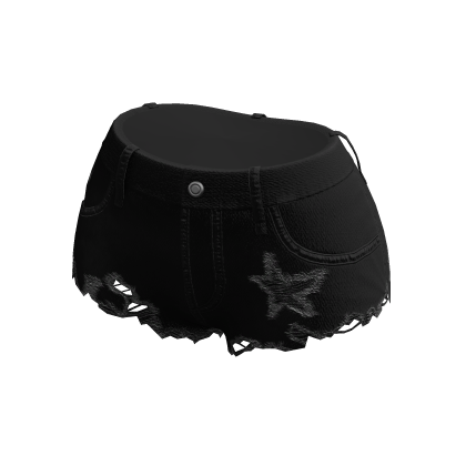 Y2K Ripped Denim Shorts Black thumbnail
