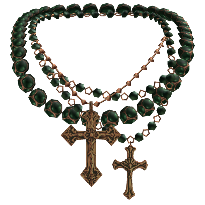 Green Pearl Layered Jesus Cross Necklace Rosary