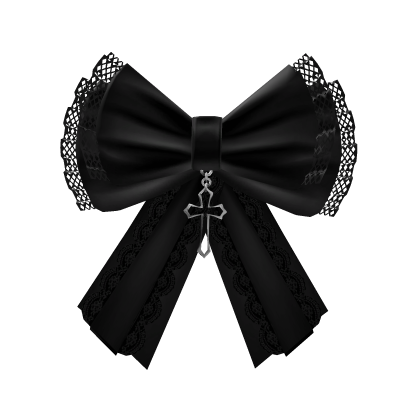 gothic lace bow eyepatch w/ cross Roblox item