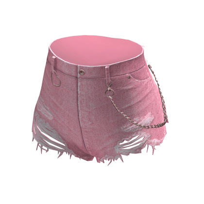Pink Street chained denim shorts