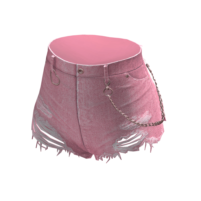 Pink Street chained denim shorts