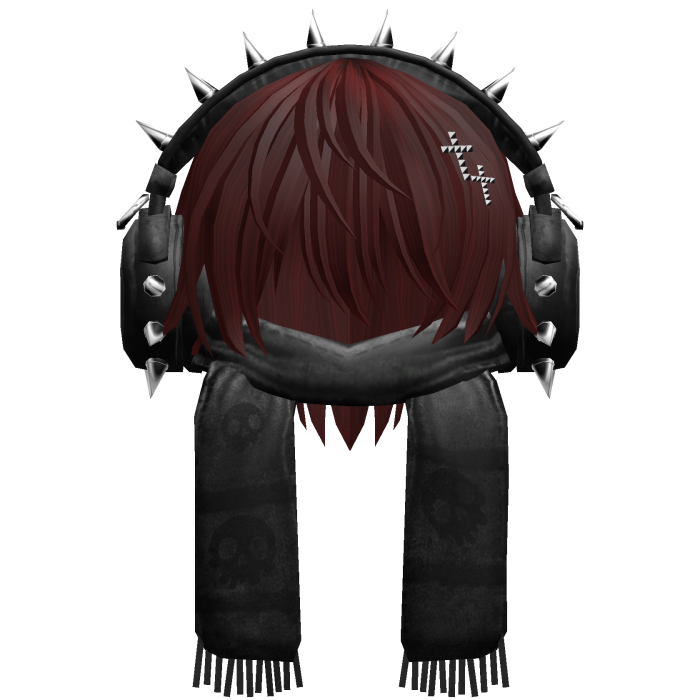 Boy Hair&Emo Headphones&Scarf Dark Red V2