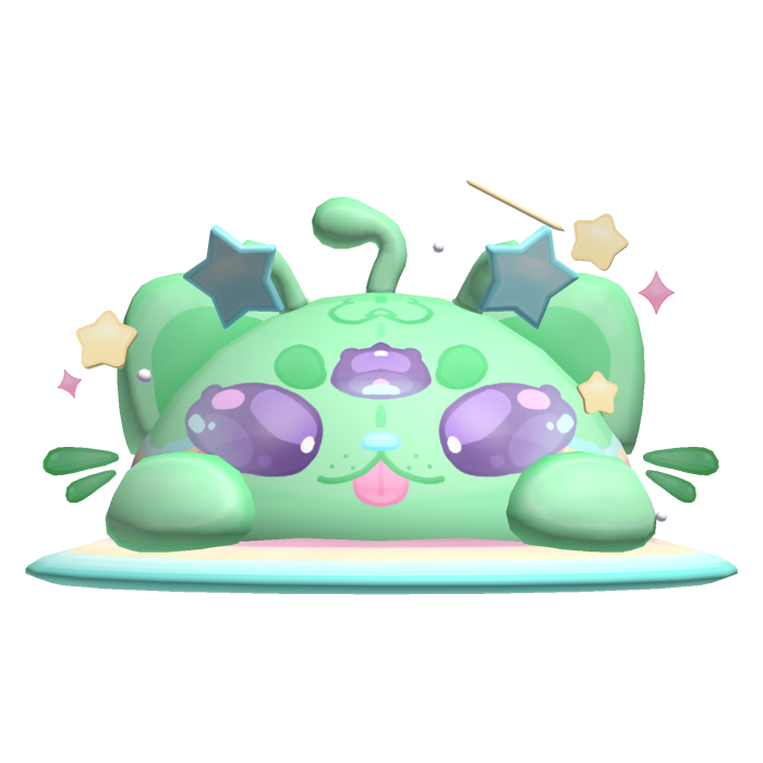 ♡ cute decora space saturn green alien kitty hat