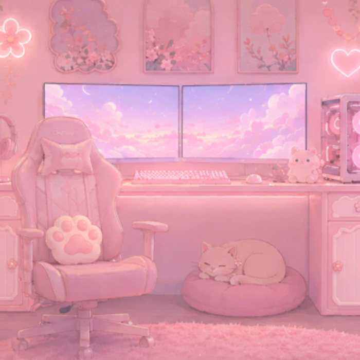 Pink Gamer Girl Room Background Cute Kawaii Gaming