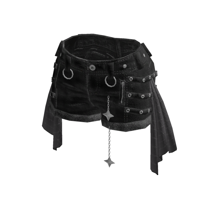 Goth Emo Strap Shorts w/ Star Chain (Black)