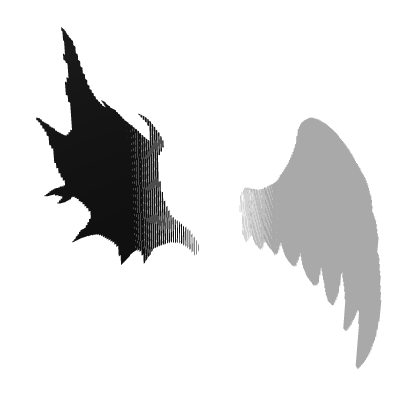 Half Devil Half Celestial Wings Black and White