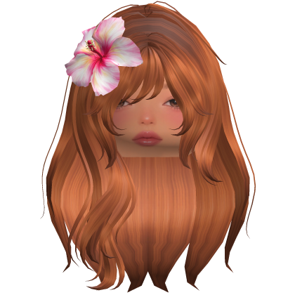 Summer Ginger Wavy Hair w/ Hibiscus Roblox item