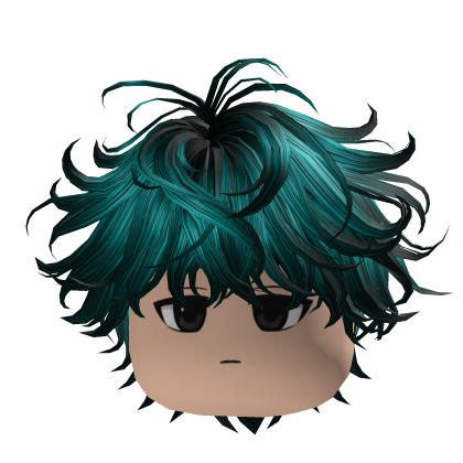 Y2K Cyber Teal Messy Hair Emo Roblox item