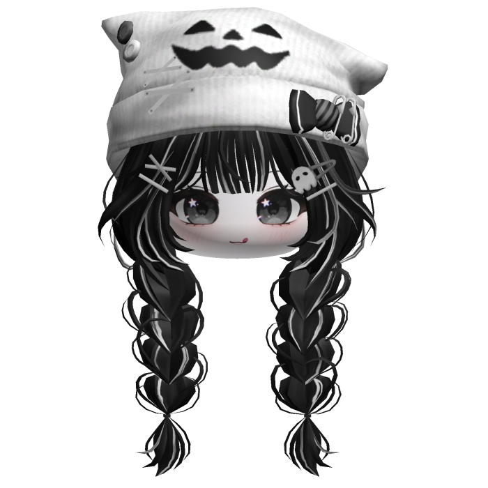 🍀Cute Girl Braided w Halloween Beanie(Black)