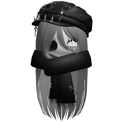 emo gloomy moe girl w beret + scarf dusty grey thumbnail