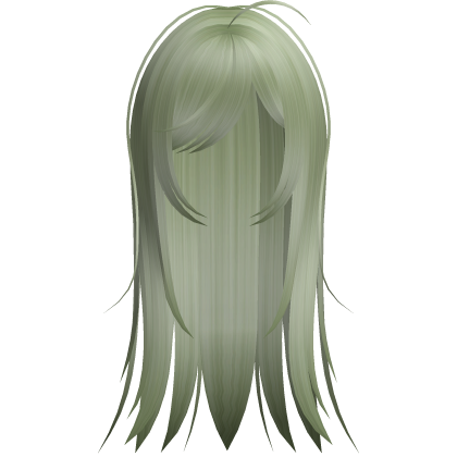 gothic wispy layered messy emo hair sage green Roblox item