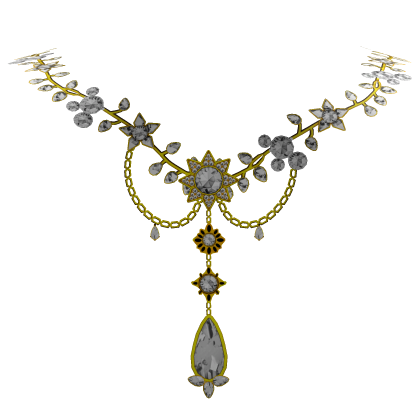 White & Gold Royal Floral Gem Necklace Roblox item