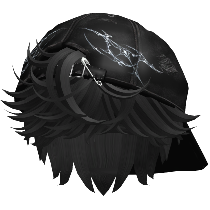 Fluffy black hair cute Cap Black cross Y2k