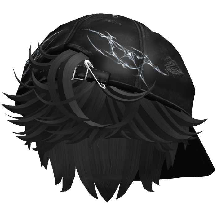 Fluffy black hair cute Cap Black cross Y2k