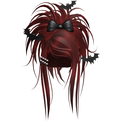 Gothic Bat Spiky Updo W/ Bow In Dark Red Roblox item