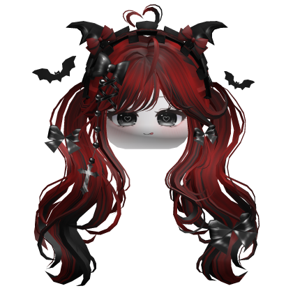 Goth Wavy Pigtails w/Headband (Black&Red)