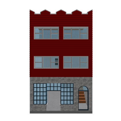 New York City Crimson Red Siding Building