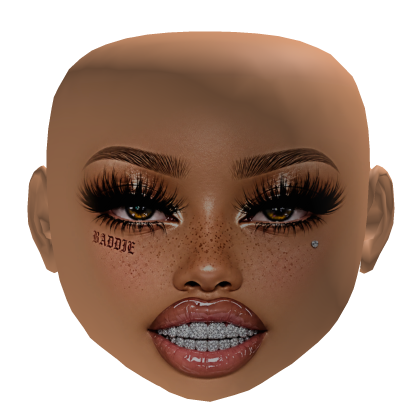 DE | BADDIE MESH HEAD MAKE UP GREEN EYES GRILLS