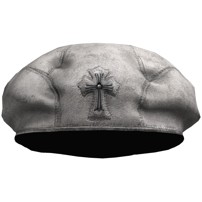 Military Chrome Cross Beret in White