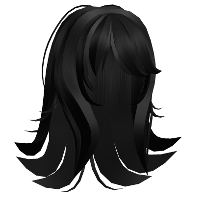 Black hair Cute Silky Overgrow long Stylish Roblox item