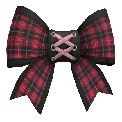 Red plaid black corset hair bow