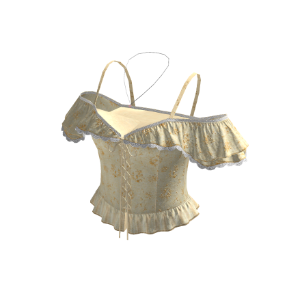 Cold Shoulder Top with Ruffle Hem (Cream)