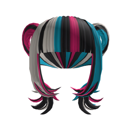 Neon Cyber Glitch Bangs & Pigtails Hair.