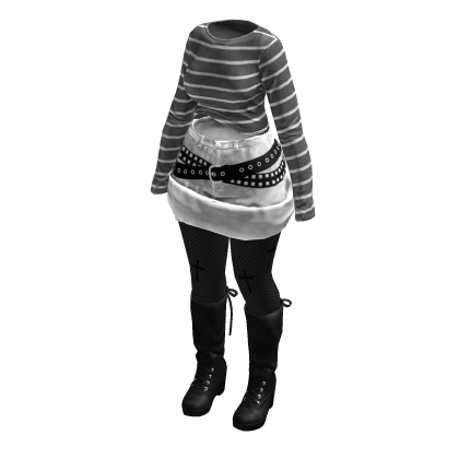 Dark Y2K Striped Sweater Gothic Tights (GreyWhite)