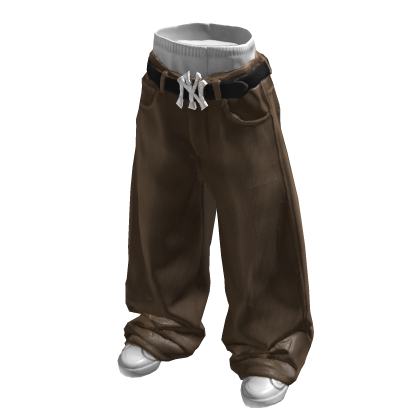 Baggy Light Brown Belted Jeans