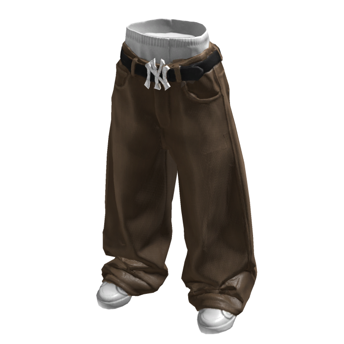 Baggy Light Brown Belted Jeans