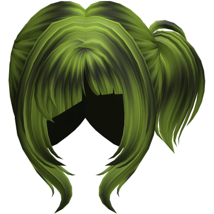 Swirly Side Ponytail Hair Green Raccoon Roblox item
