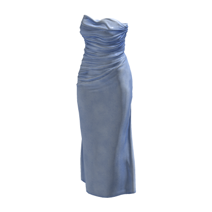 Blue Long Silk Slim Satin Gown Dress
