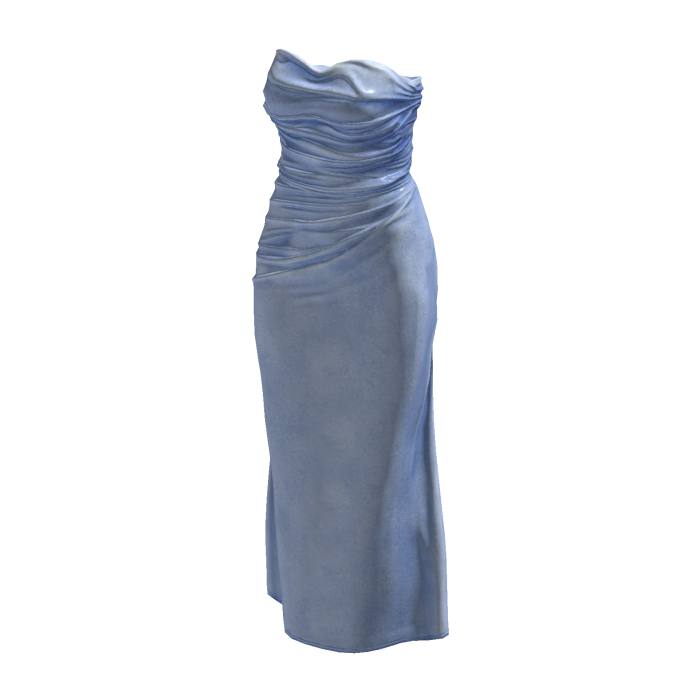 Blue Long Silk Slim Satin Gown Dress