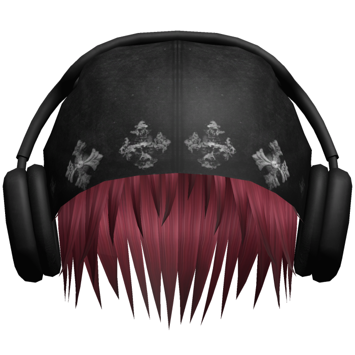 Crimson Red Hair w/ Y2K Beanie&Headphones