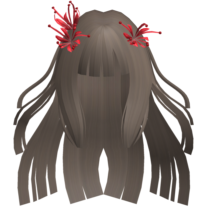 Ash Brown Long Windy Hime Hair w/ Spider Lily