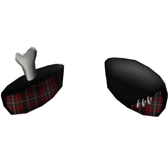 Bone Red Plaid Emo Vkei Pierced Puppy Ears