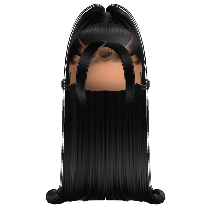 Baddie High Ponytail w/ Curled Ends (Black)