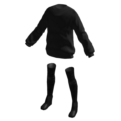 Oversized Jumper With Boots - Black thumbnail