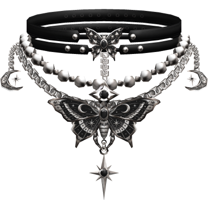 gothic butterfly choker w layered necklaces 3.0
