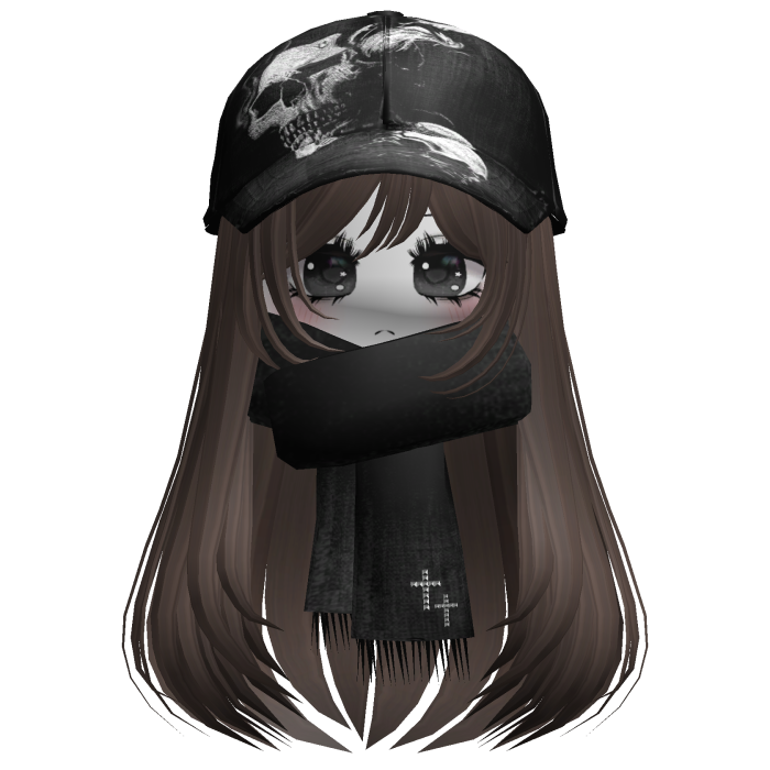 ♡ cute moe girl with emo skull hat + scarf