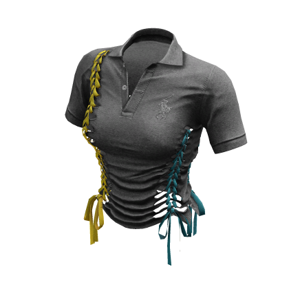 Braided Cutout Polo Shirt (Heathered)