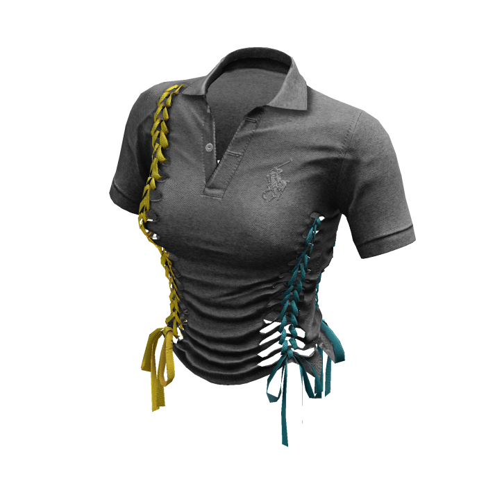 Braided Cutout Polo Shirt (Heathered)