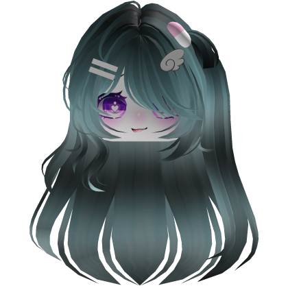 cute black and blue Hair emo fofo anime y2k