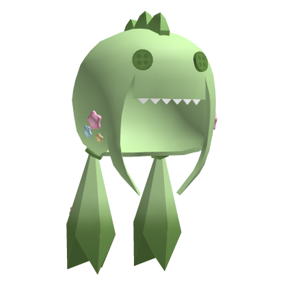 wii mii low poly silly green dino pigtails hair Roblox item