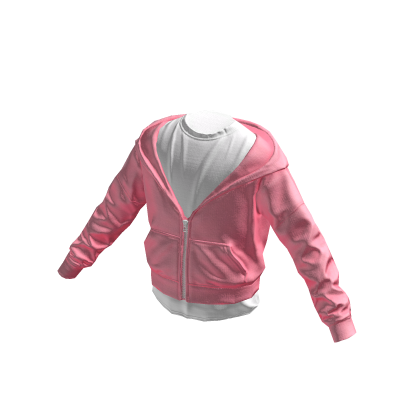 Layered Half Zipped Up Pink Hoodie White Shirt