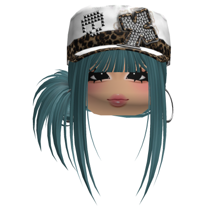 Gyaru Side Bun Hair w/ Cheetah Cap & Earrings