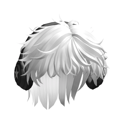 Messy Curly Anime Hair w/ Black Headphones (White) Roblox item